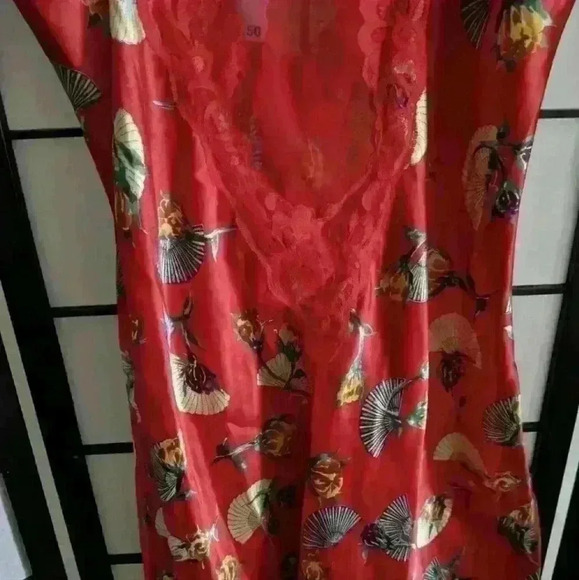 Vintage 90s Red Silky Slip Mini Dress Grunge - Picture 3 of 5